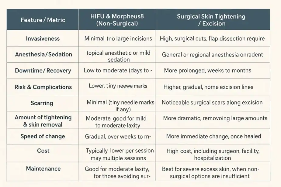 Table showing benefits of Lipo Freeze 2 U Shoreditch treatments for skin tightening following weight loss injections.